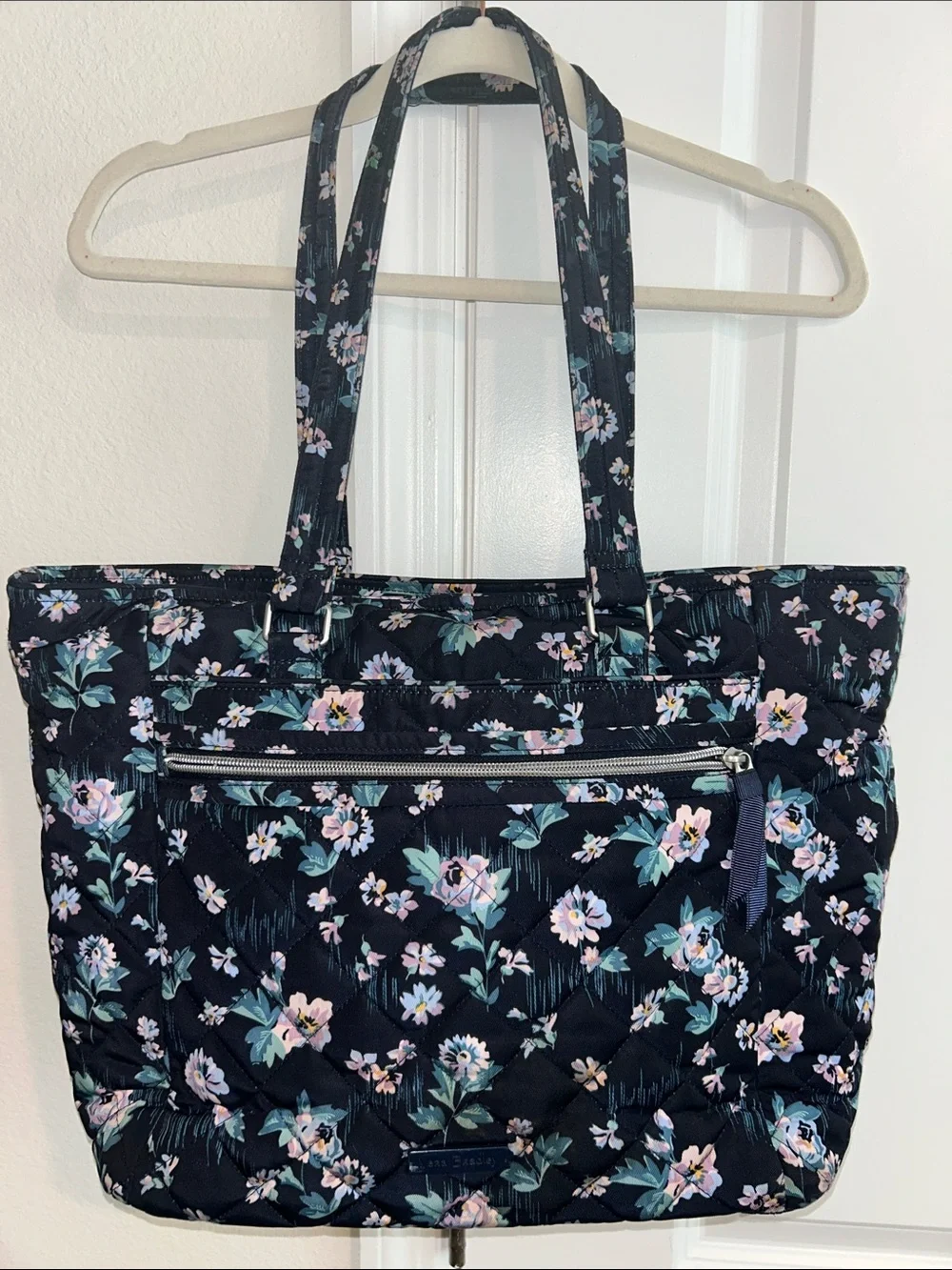 Vera Bradley Navy Floral Quilted Laptop Work Tote Briefcase Purse